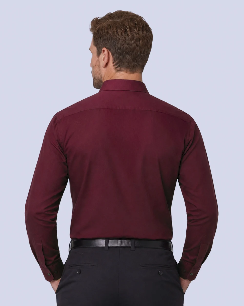 Camisa de vestir clásica manga larga vino slim fit