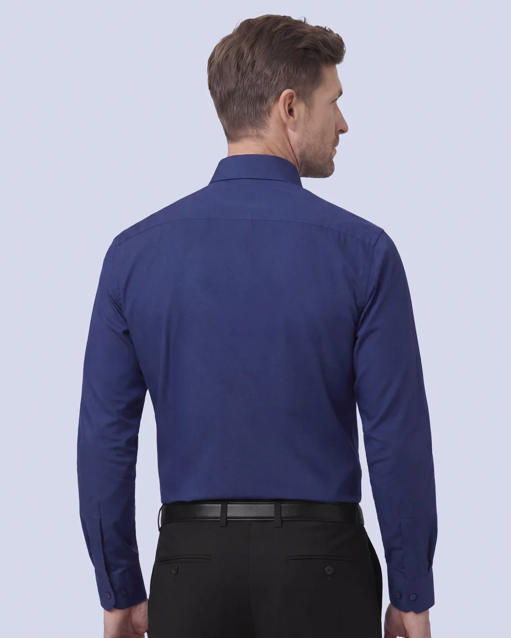 Camisa de vestir clásica azul manga larga slim fit