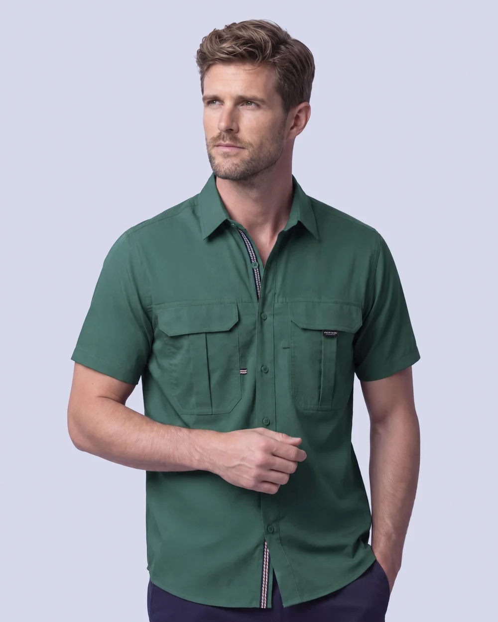 Camisa casual performance manga corta verde