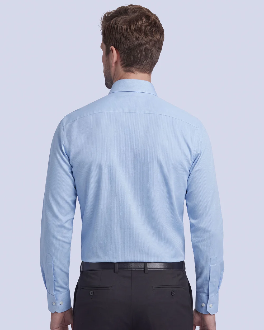 Camisa de vestir slim fit celeste piqué premium bambú stretch