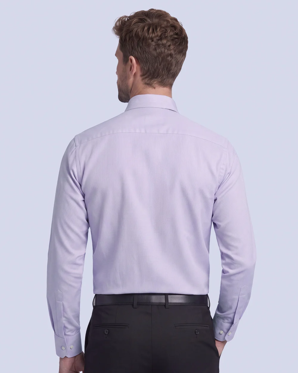 Camisa de vestir slim fit lila piqué premium bambú stretch