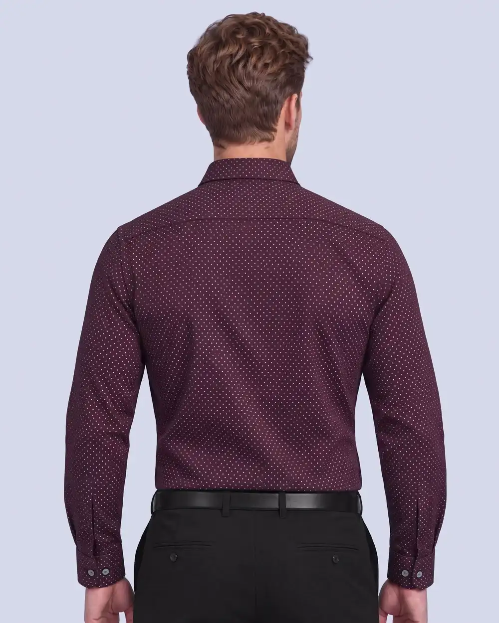 Camisa vestir de rayas blancas slim fit manga larga vino