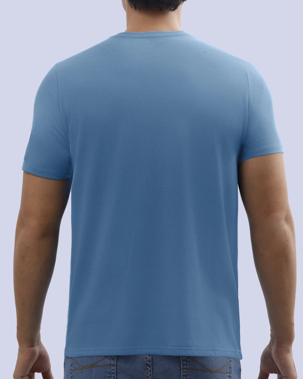 Camiseta cuello redondo lisa manga corta azul