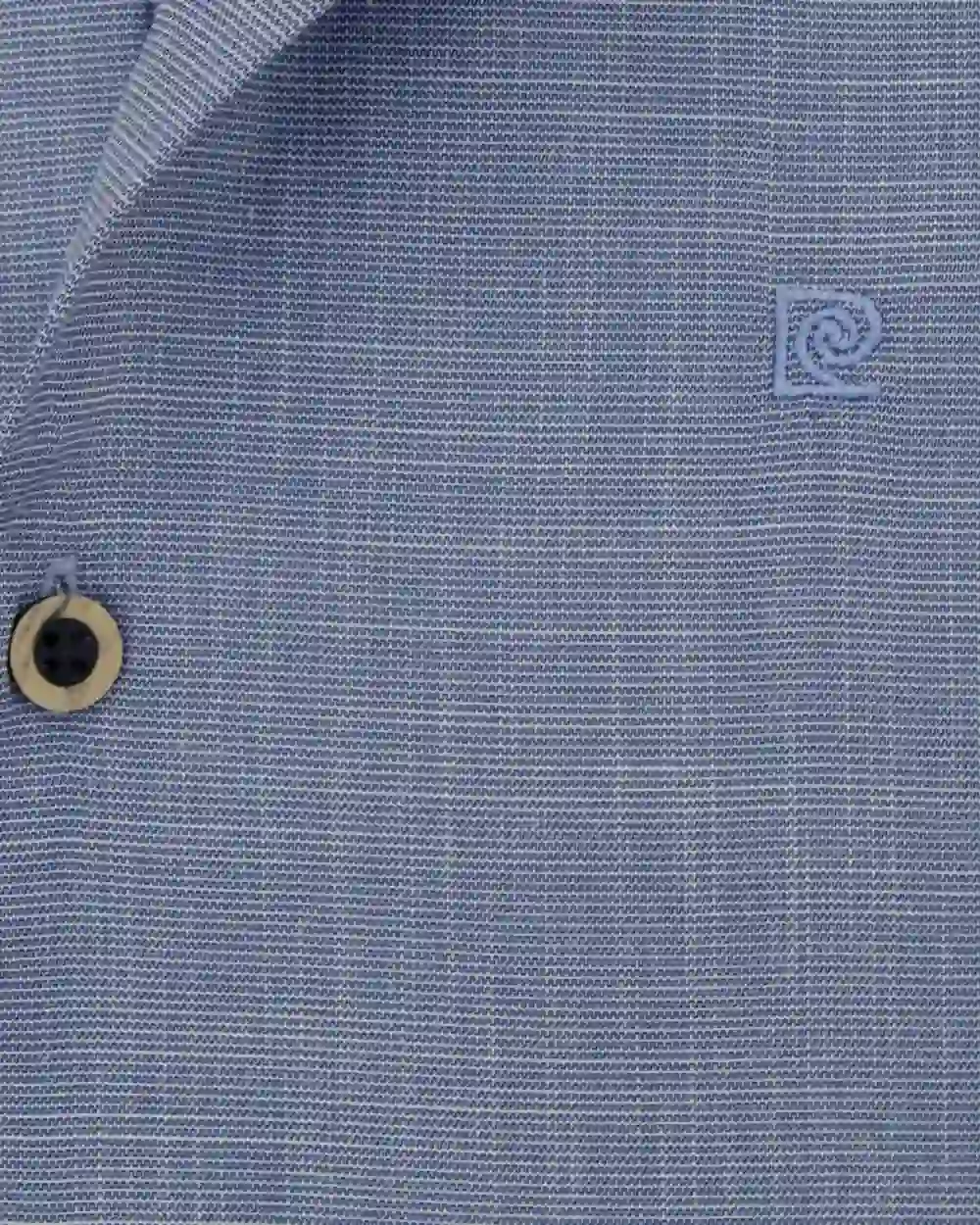 Camisa casual slim fit manga larga lino azul