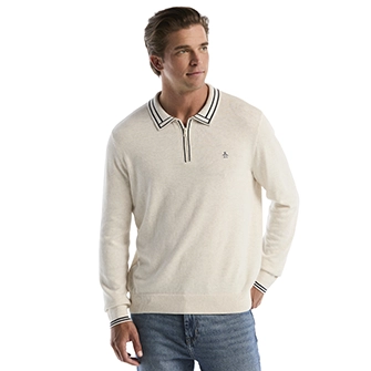 Sweater deportivo tipo polo en color beige