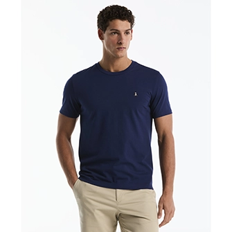 Camiseta moda lisa algodón manga corta azul