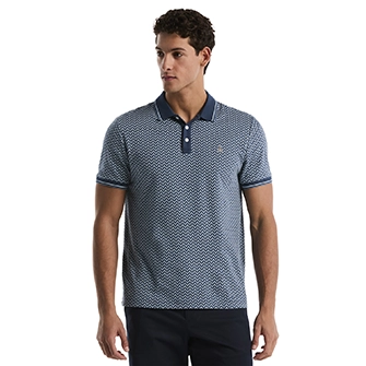 Camisa tipo polo  en algodón jacquard turquesa
