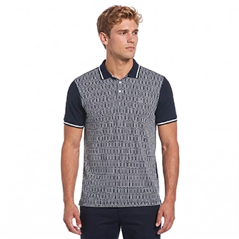 Polo moda interlock manga corta azul