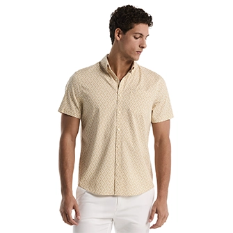 Camisa con diseño ecovero™ manga corta beige