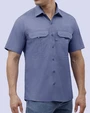Camisa casual performance lila manga corta slim fit