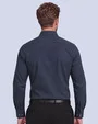 Camisa vestir de rayas blancas slim fit manga larga azul