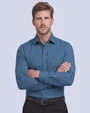 Camisa vestir de rayas blancas slim fit manga larga verde