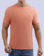 Camiseta cuello redondo lisa manga corta salmón