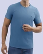 Camiseta cuello redondo lisa manga corta azul