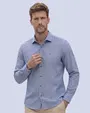Camisa casual slim fit manga larga lino azul