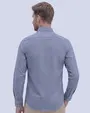 Camisa casual slim fit manga larga lino azul