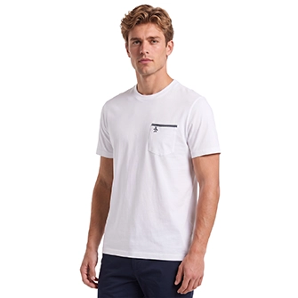 Camiseta moda lisa  con bolsillos manga corta blanca