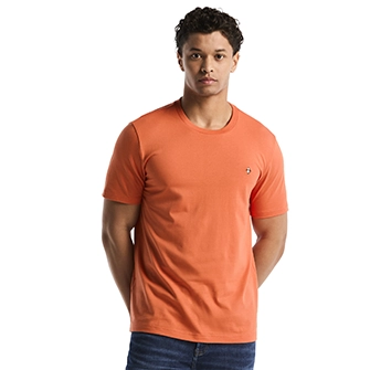 Camiseta moda lisa algodón manga corta anaranjada