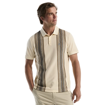 Polo moda con rayas piqué manga corta beige