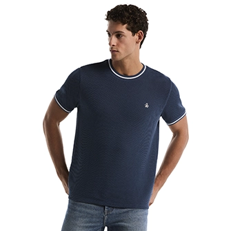 Camiseta moda con detalles en manga corta en color azul