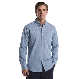 Camisa moda texturizada manga larga azul