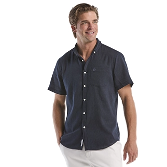 Camisa moda texturizada manga corta azul