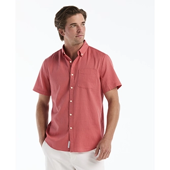 Camisa moda texturizada manga corta anaranjada