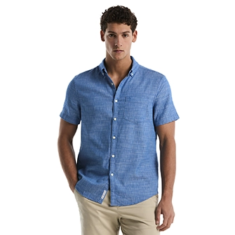 Camisa moda texturizada manga corta azul