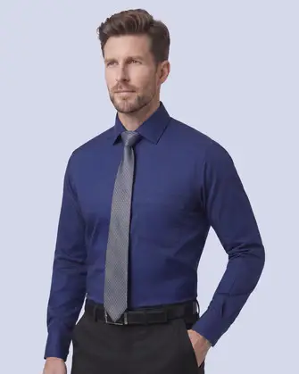 Camisa de vestir clásica azul manga larga slim fit