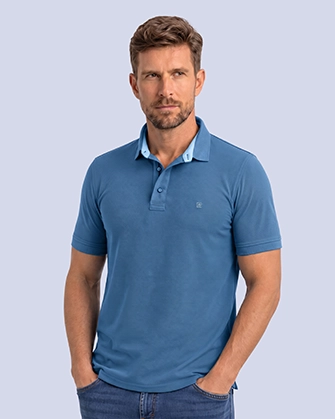 Camisa sport lisa slim fit manga corta cooling tech azul