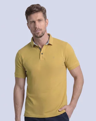 Camisa sport lisa slim fit manga corta cooling tech amarilla