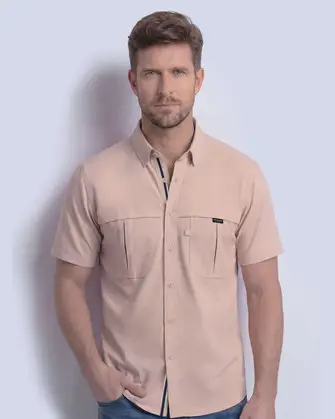 Camisa casual performance manga corta Rosada