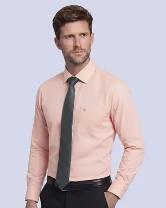 Camisa de vestir slim fit salmón piqué premium bambú stretch