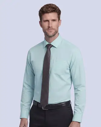 Camisa de vestir slim fit menta Piqué Premium Bambú Stretch