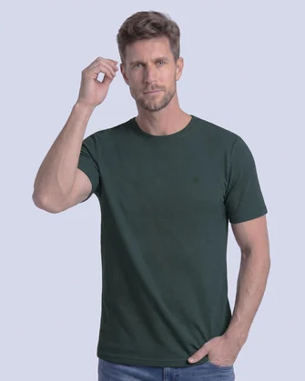 Camiseta cuello redondo diseño slim fit manga corta verde