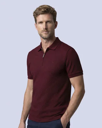 Camisa sport diseño slim fit manga corta vino